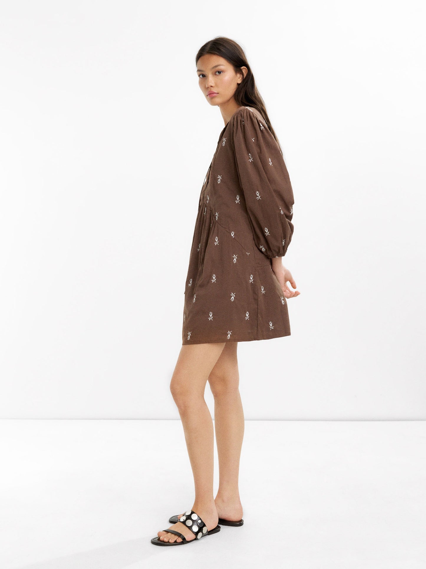 Short Dress With Embroidery 100% Cotton