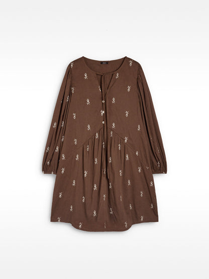 Short Dress With Embroidery 100% Cotton