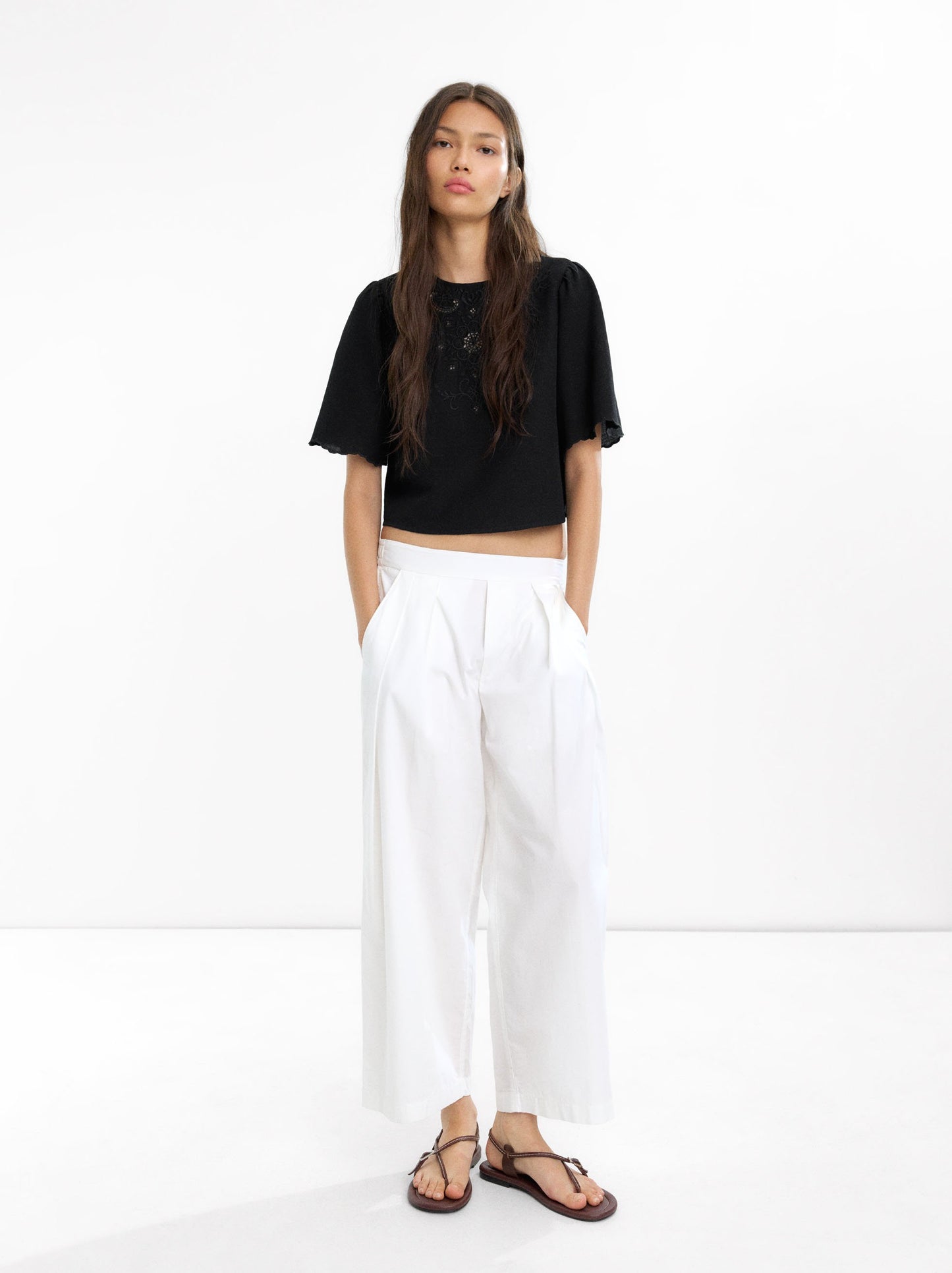 Cropped Blouse With Embroidery