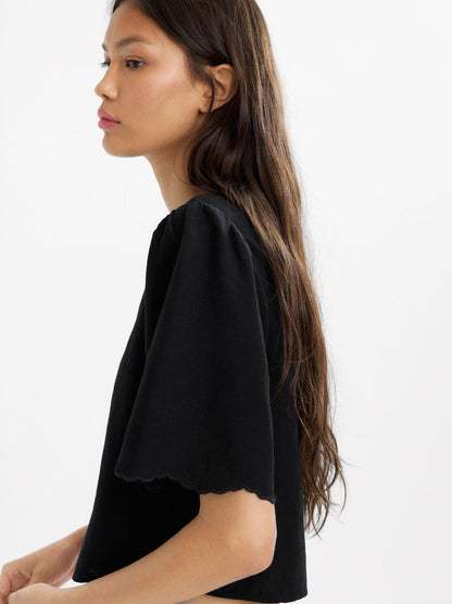 Cropped Blouse With Embroidery