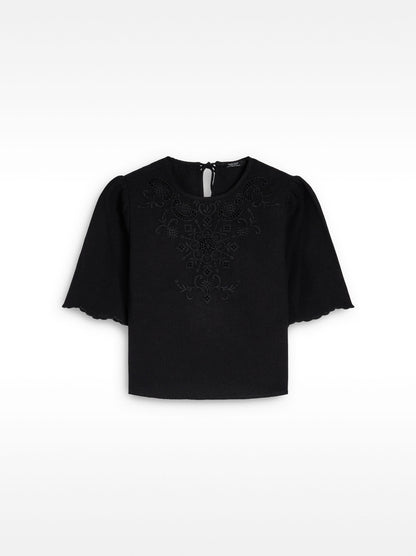 Cropped Blouse With Embroidery