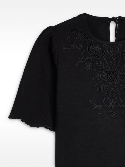 Cropped Blouse With Embroidery