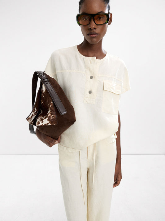 Linen T-Shirt With Buttons