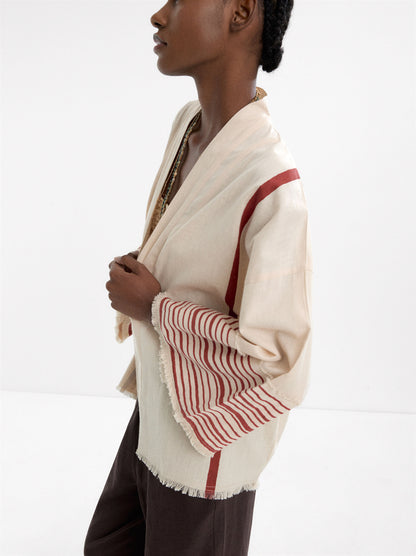 Printed Kimono Made Of Linen And Cotton