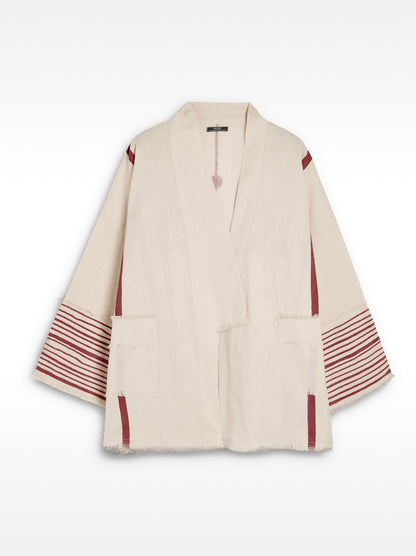 Printed Kimono Made Of Linen And Cotton
