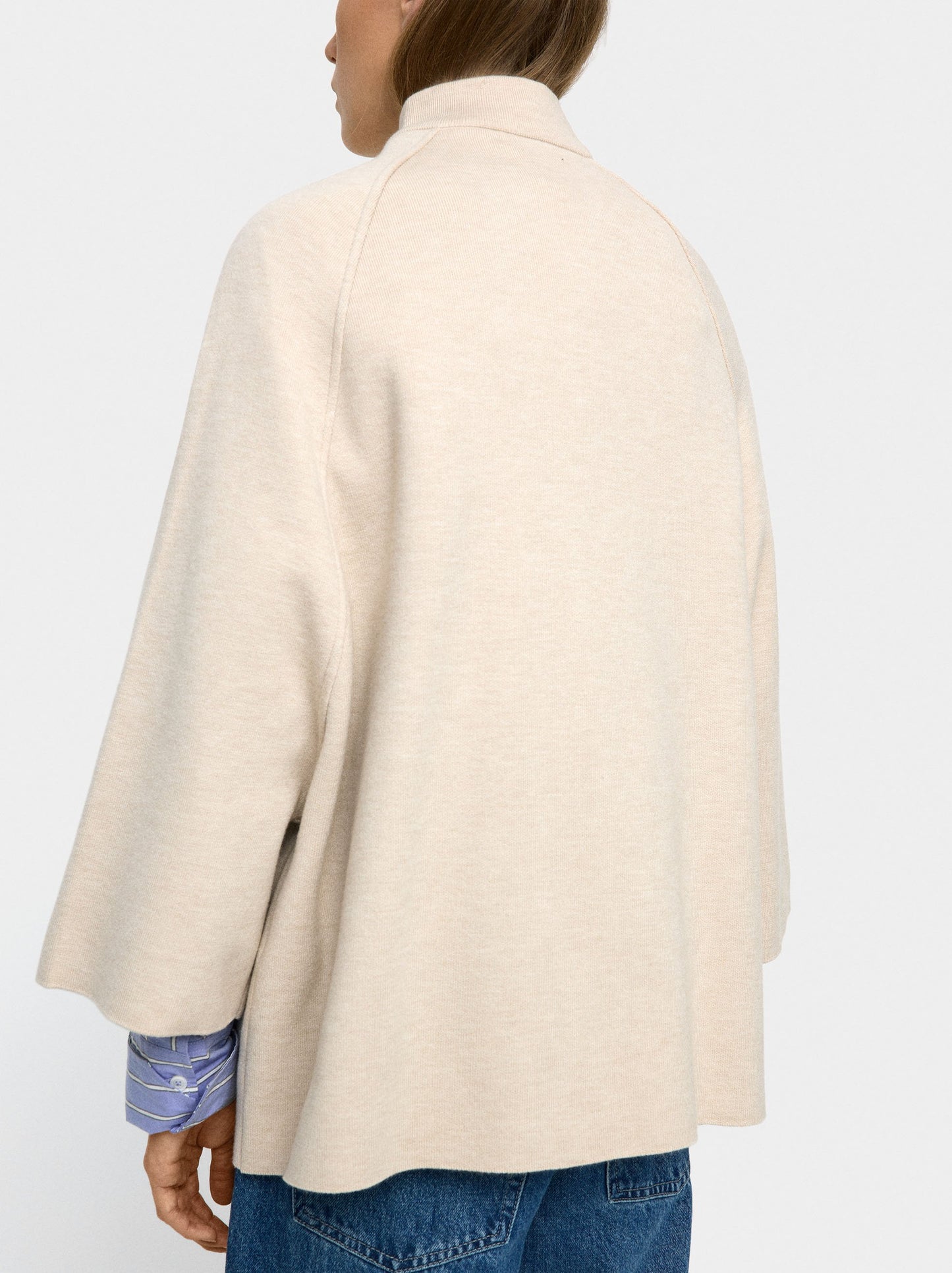 Knit Poncho With High Neck