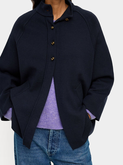 Knit Poncho With High Neck