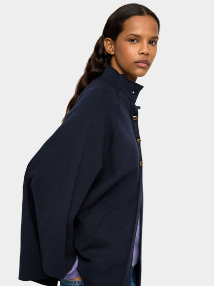 Knit Poncho With High Neck