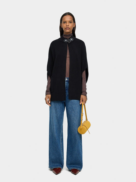 Knit Poncho With High Neck