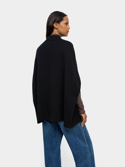 Knit Poncho With High Neck