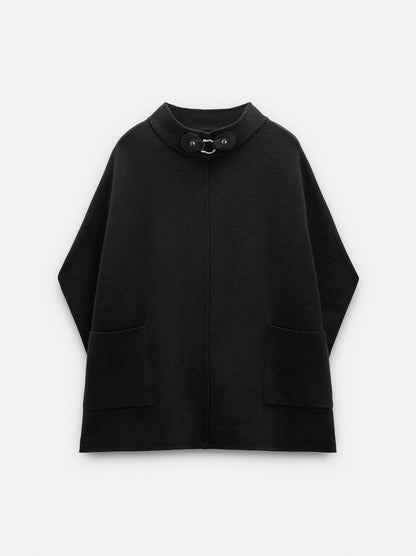 Knit Poncho With High Neck