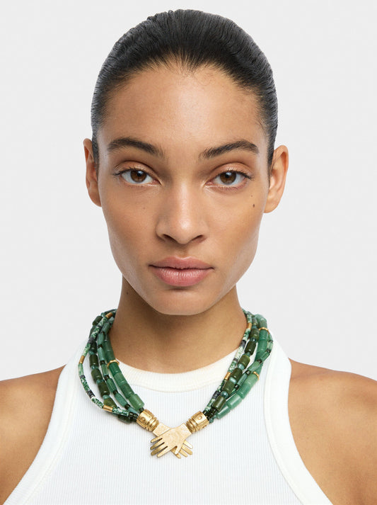 Multicolour Stone Necklace With Hands