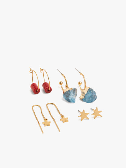 Set Of Earrings With Asymmetrical Stones