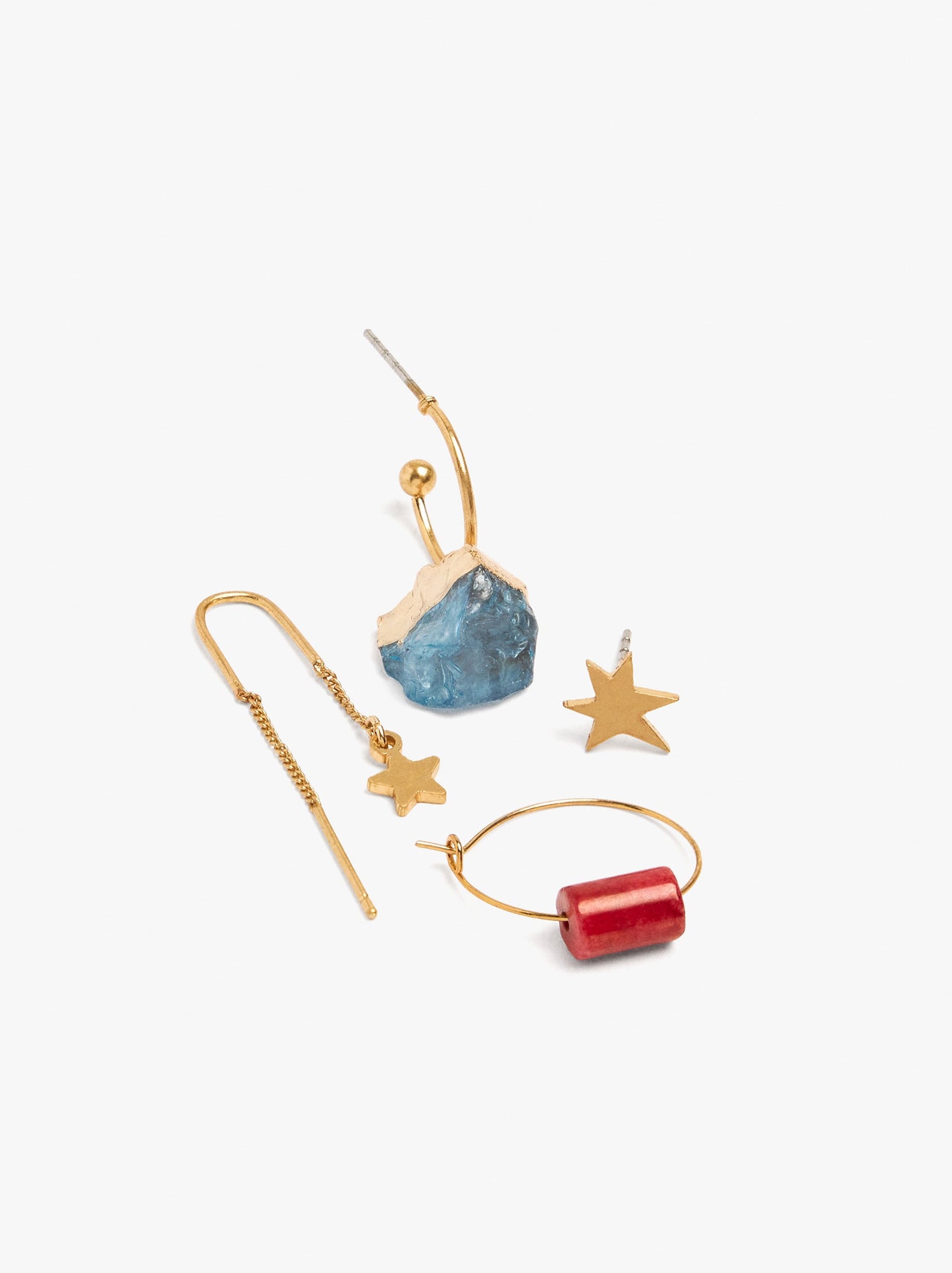 Set Of Earrings With Asymmetrical Stones