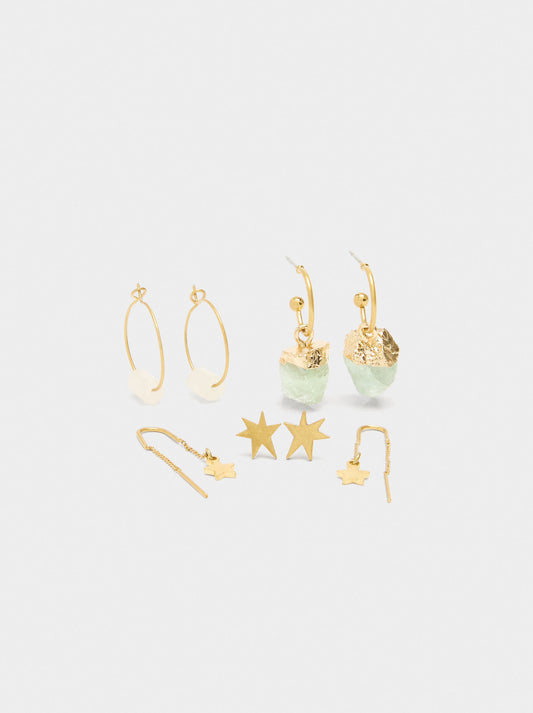 Set Of Earrings With Asymmetrical Stones