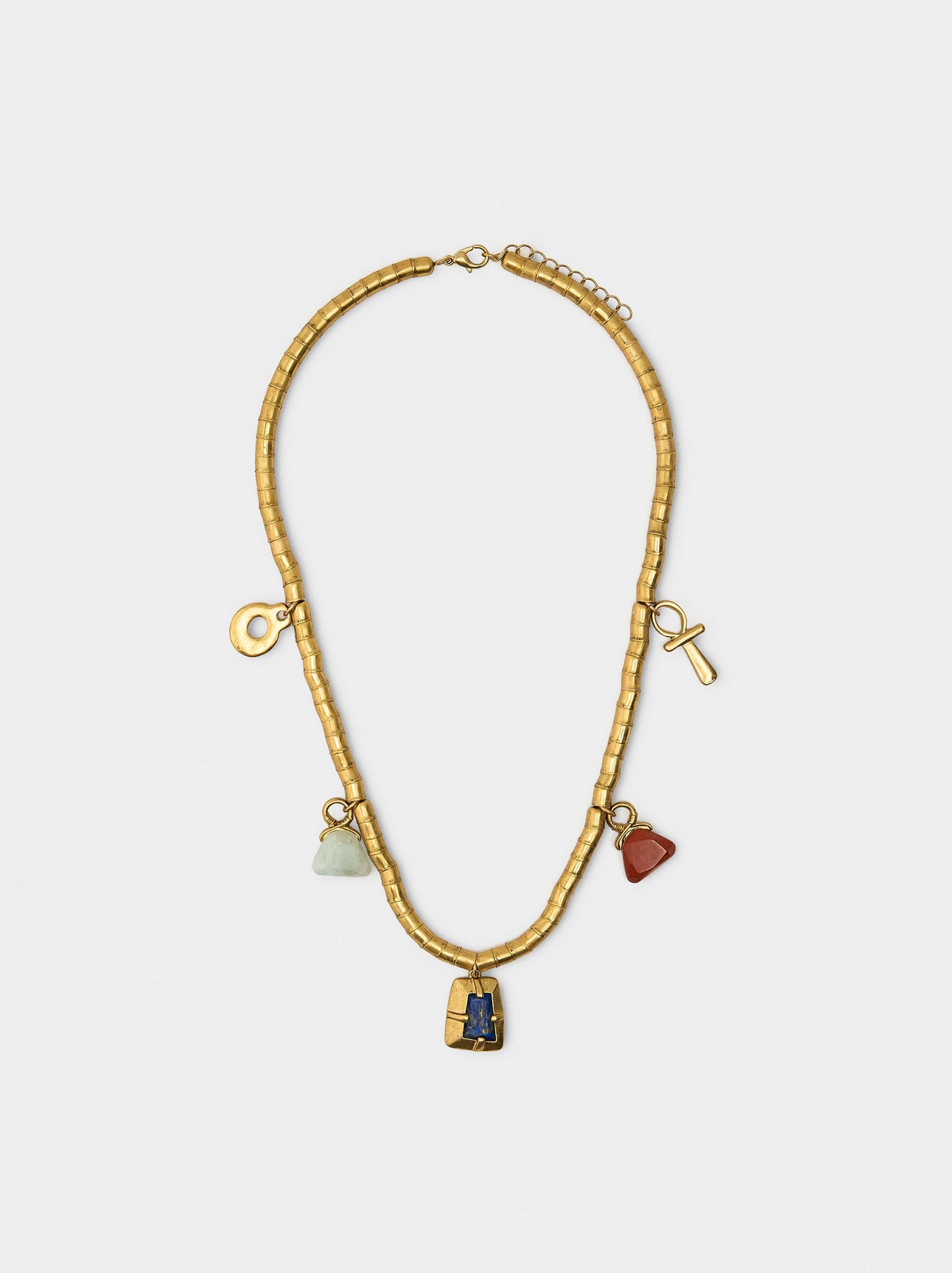 Snake Chain Necklace With Stone Pendants