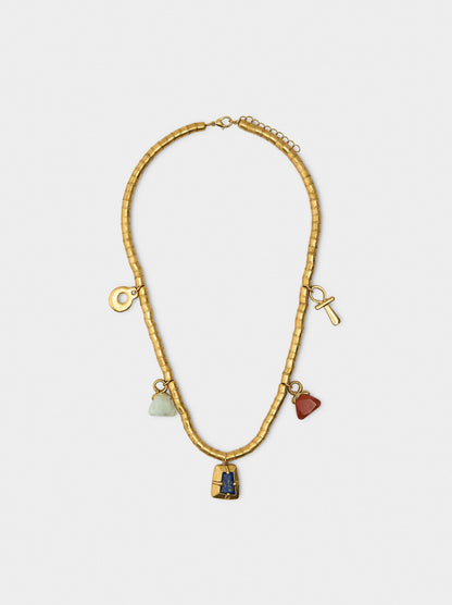 Snake Chain Necklace With Stone Pendants