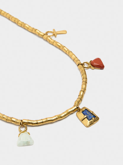 Snake Chain Necklace With Stone Pendants