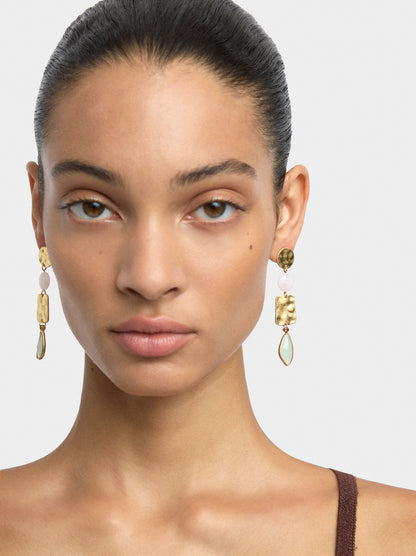 Long Earrings With Glass And Resin