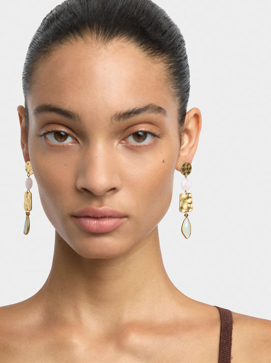 Long Earrings With Glass And Resin