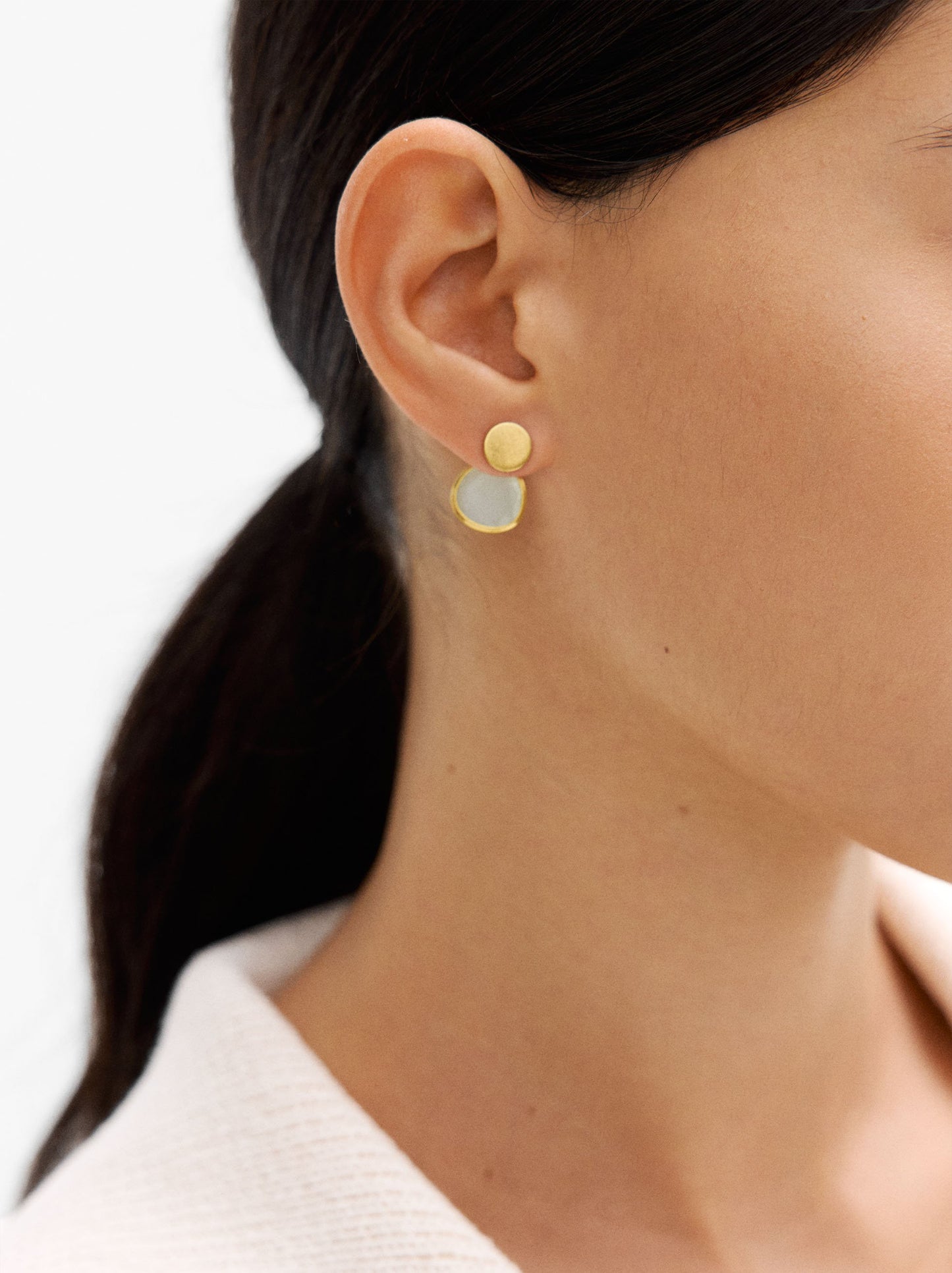 Ear Jacket Earrings With Glass