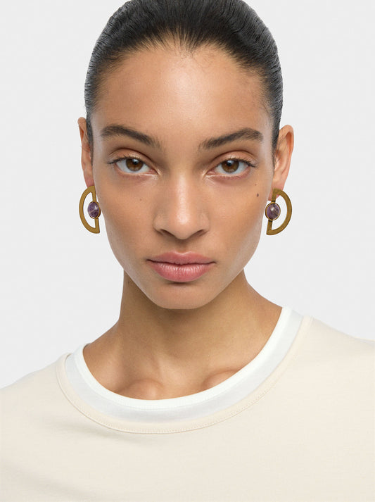 Fan Earring With Stone