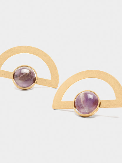 Fan Earring With Stone