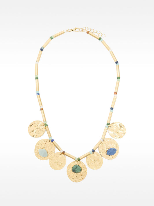Short Necklace With Medals And Stones