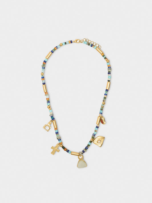 Short Necklace With Multicolor Stones