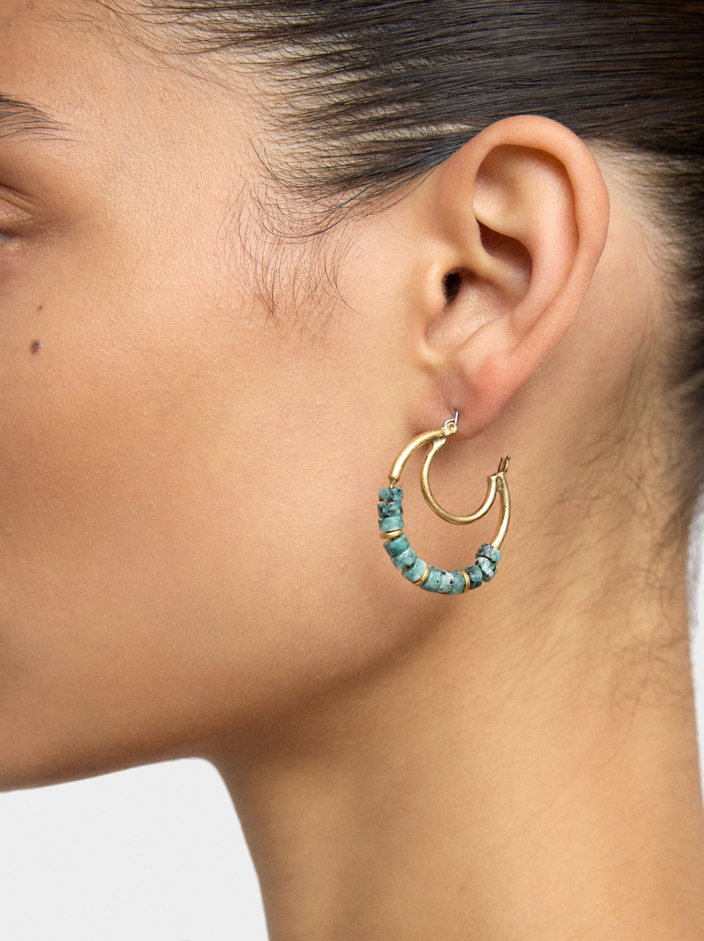 Medium Hoop Earrings With Stones