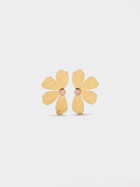 Half-Flower Earrings With Stone