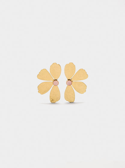 Half-Flower Earrings With Stone