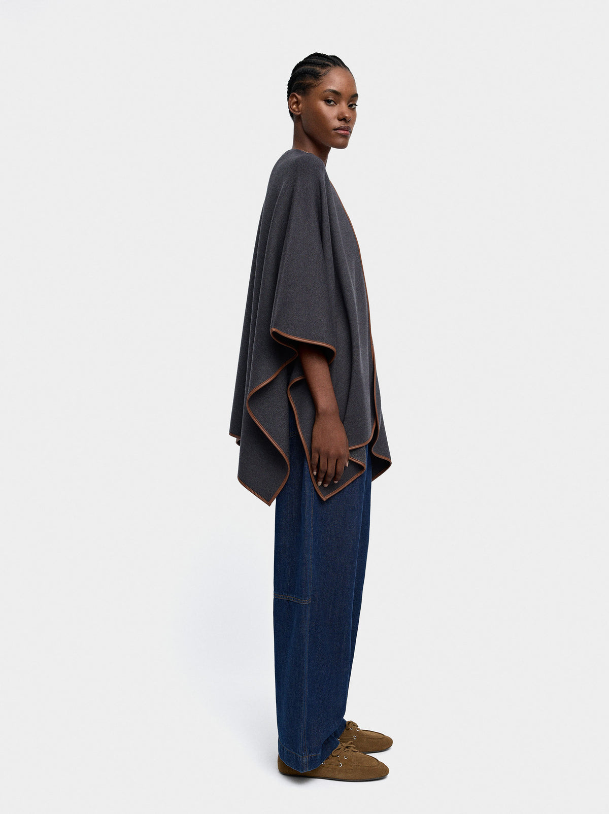 Knitted Poncho With Stitching Detail