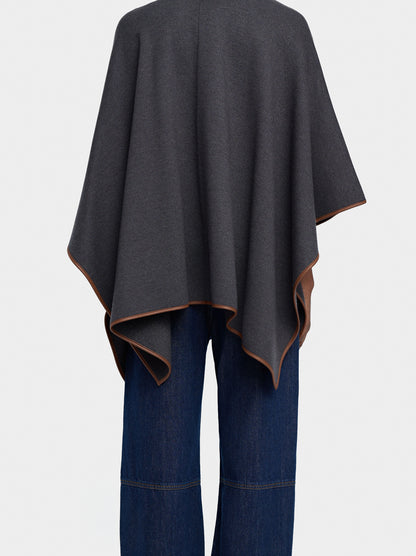 Knitted Poncho With Stitching Detail