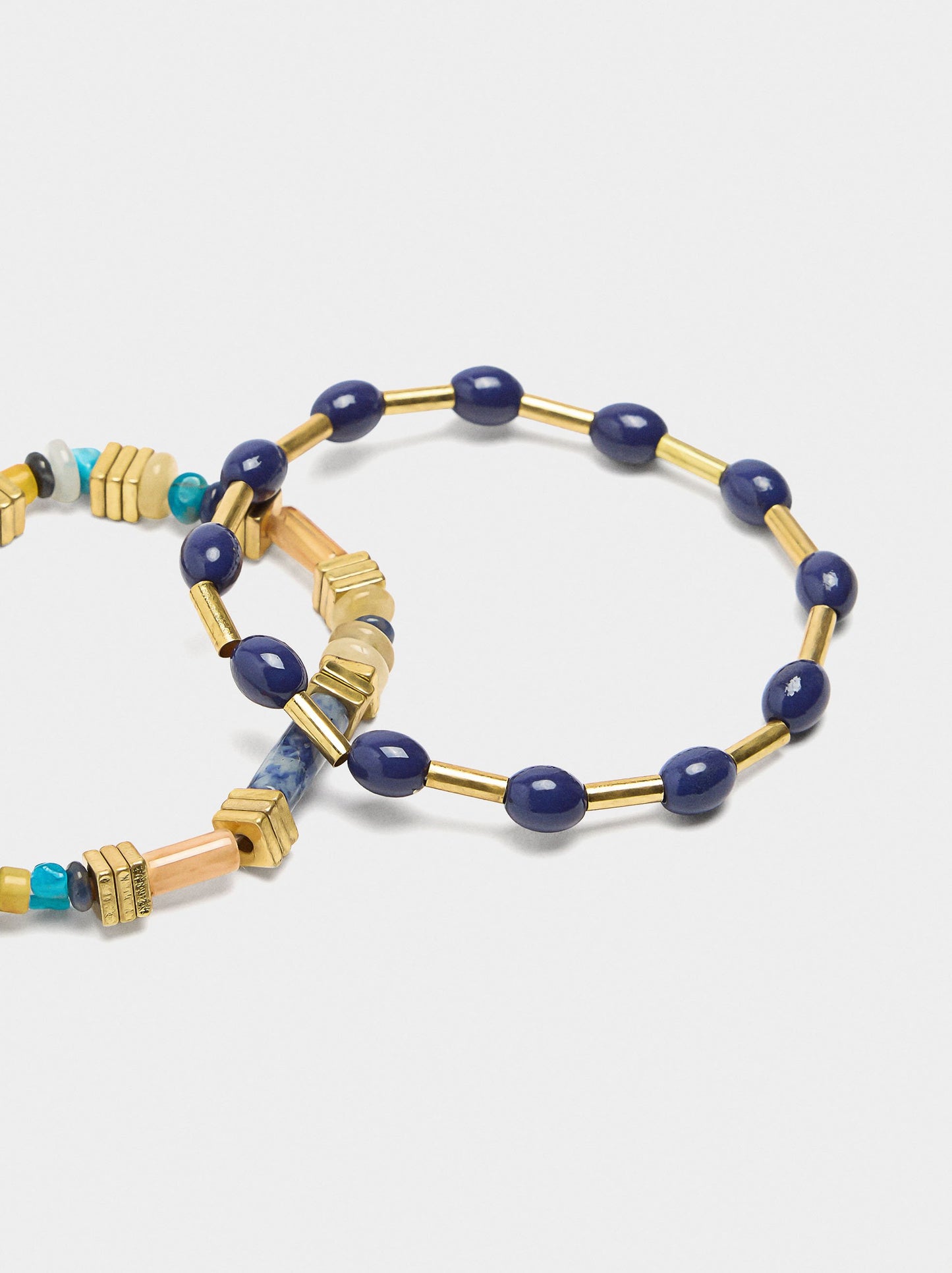 Set Of Elastic Bracelets With Stones