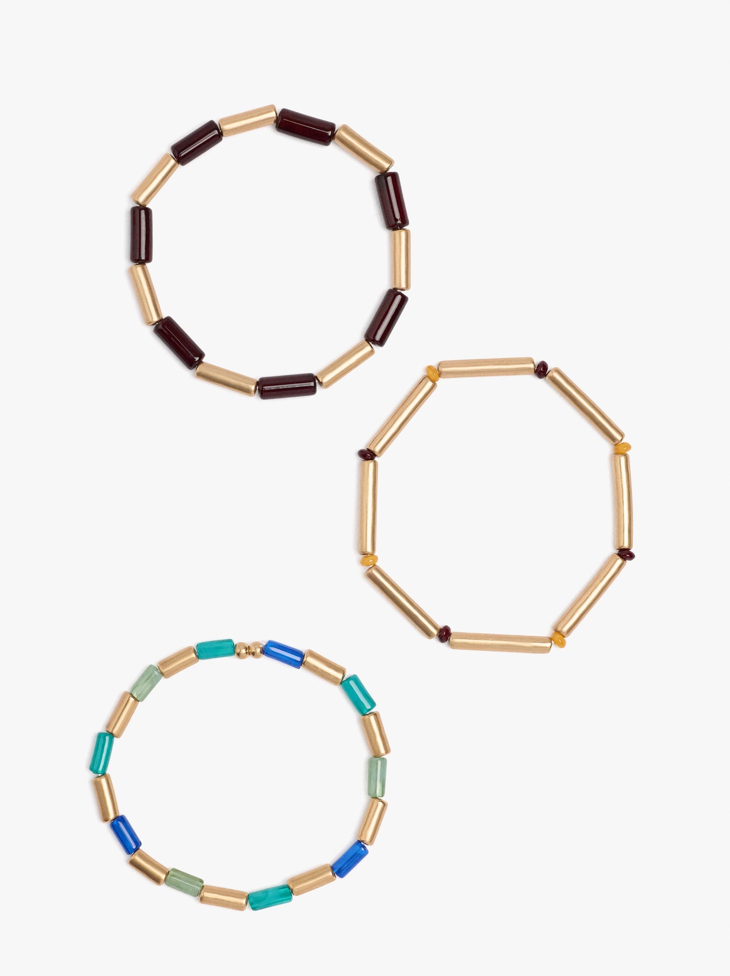 Set Of Elastic Bracelets With Resin