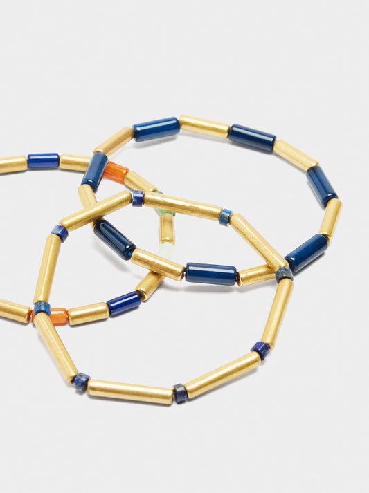 Set Of Elastic Bracelets With Stones