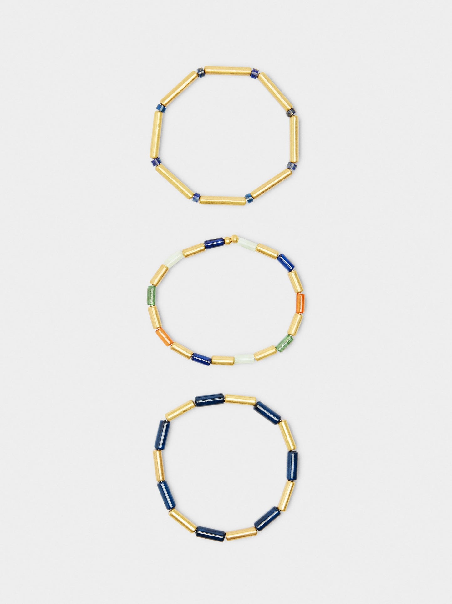 Set Of Elastic Bracelets With Stones