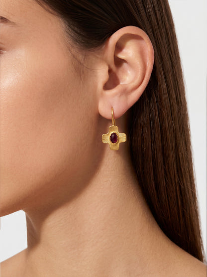 Cross Earrings With Stone