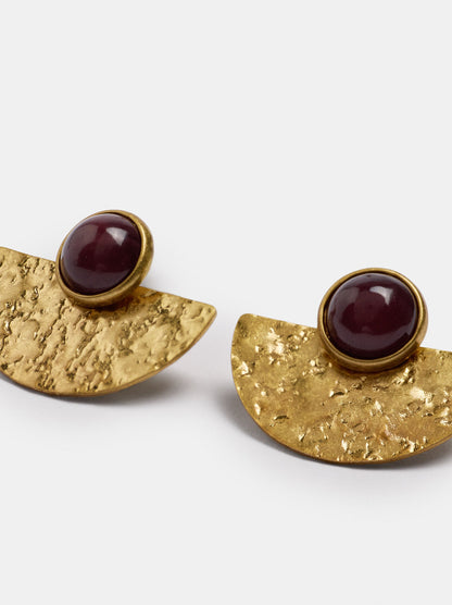 Fan Earrings With Resin