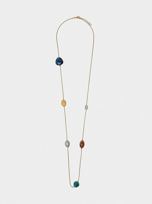 Long Necklace With Stone And Resin