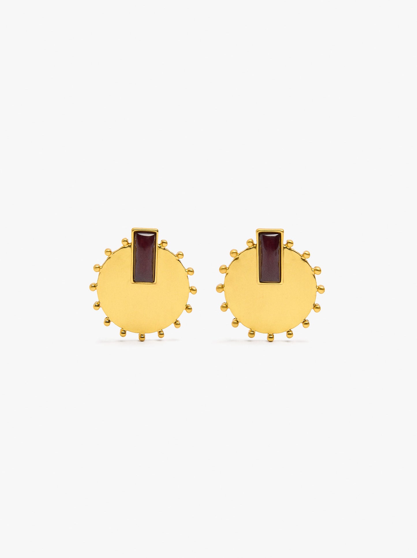 Round Earrings With Resin Detail