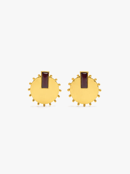 Round Earrings With Resin Detail