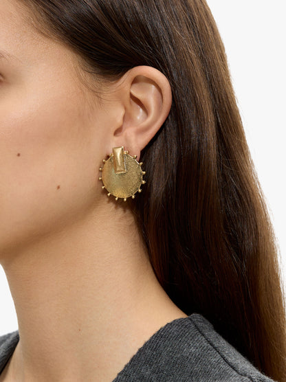Round Earrings With Sphere Detail
