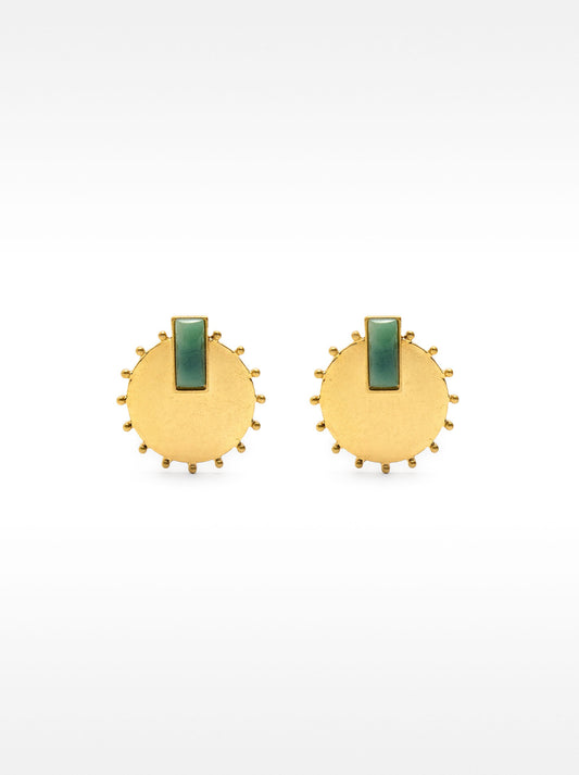 Round Earrings With Resin Detail