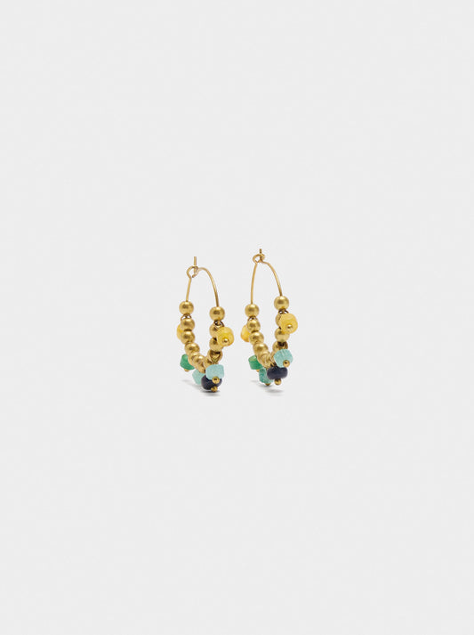 Hoop Earrings With Stone And Resin Beads