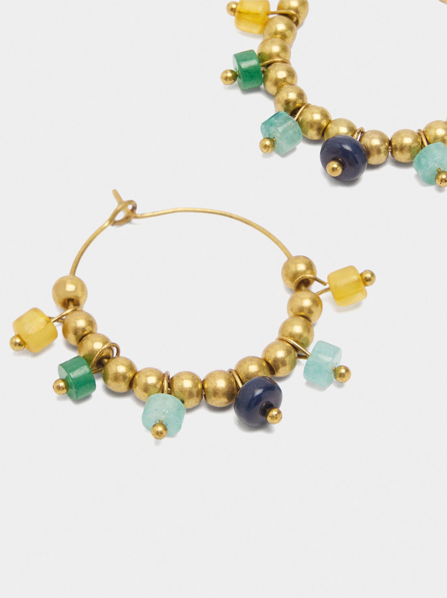 Hoop Earrings With Stone And Resin Beads