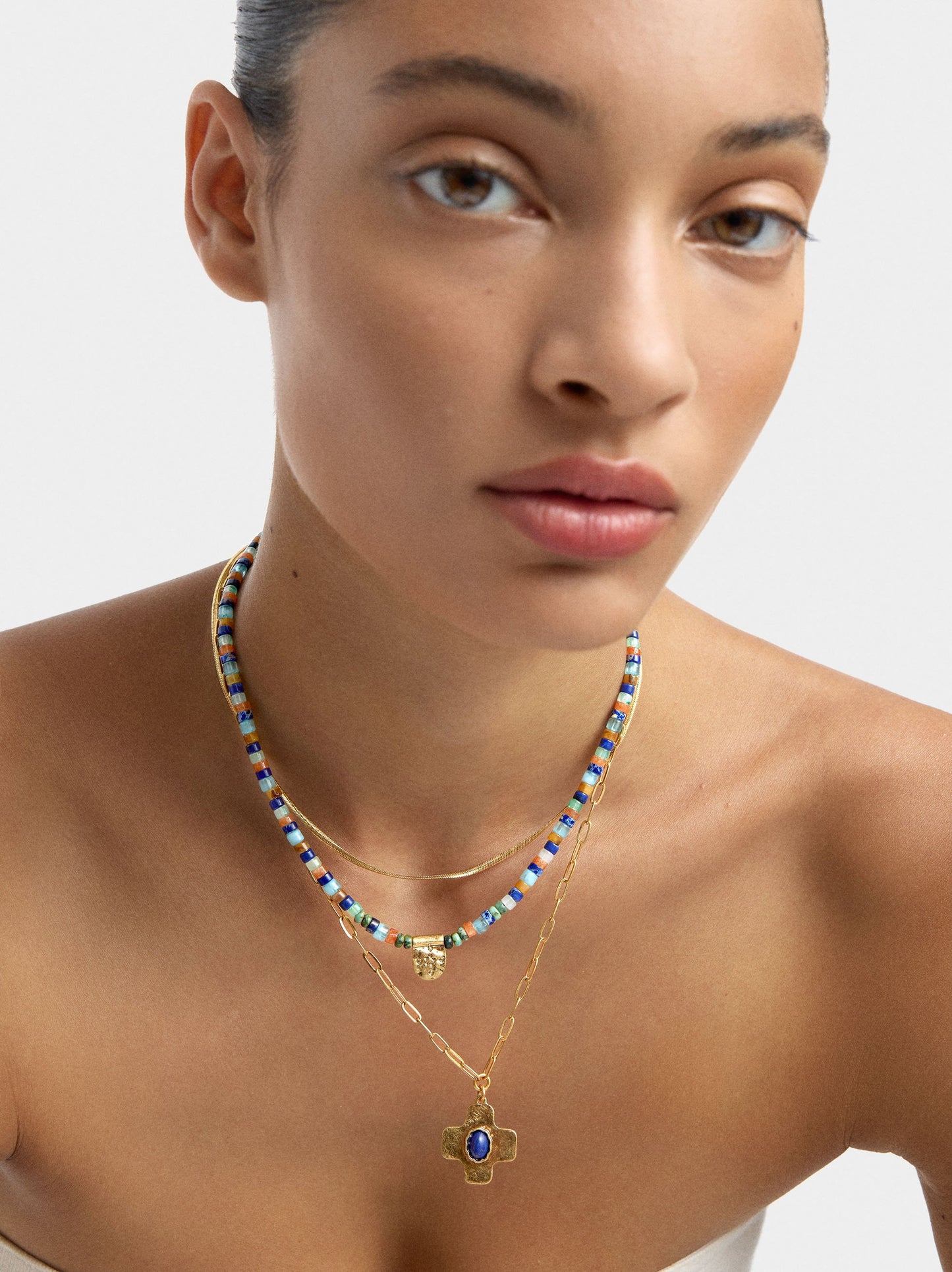 Set Of Three Necklaces With Stones