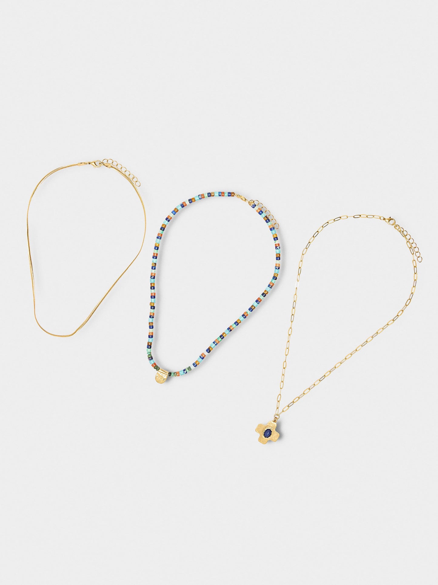 Set Of Three Necklaces With Stones