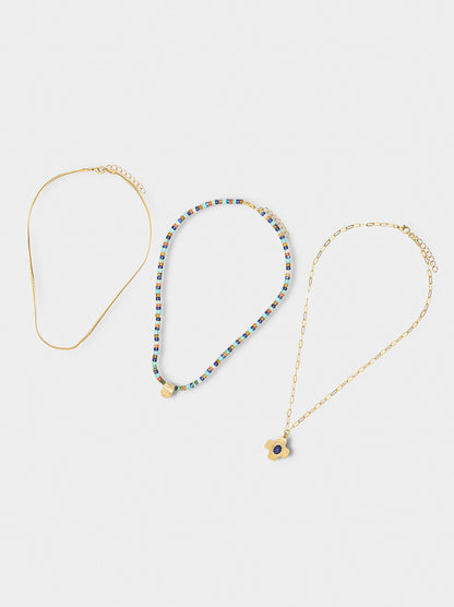 Set Of Three Necklaces With Stones